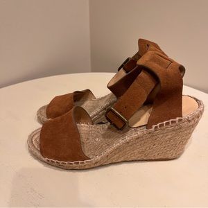 J Crew suede and rope wedge ankle strap sandal